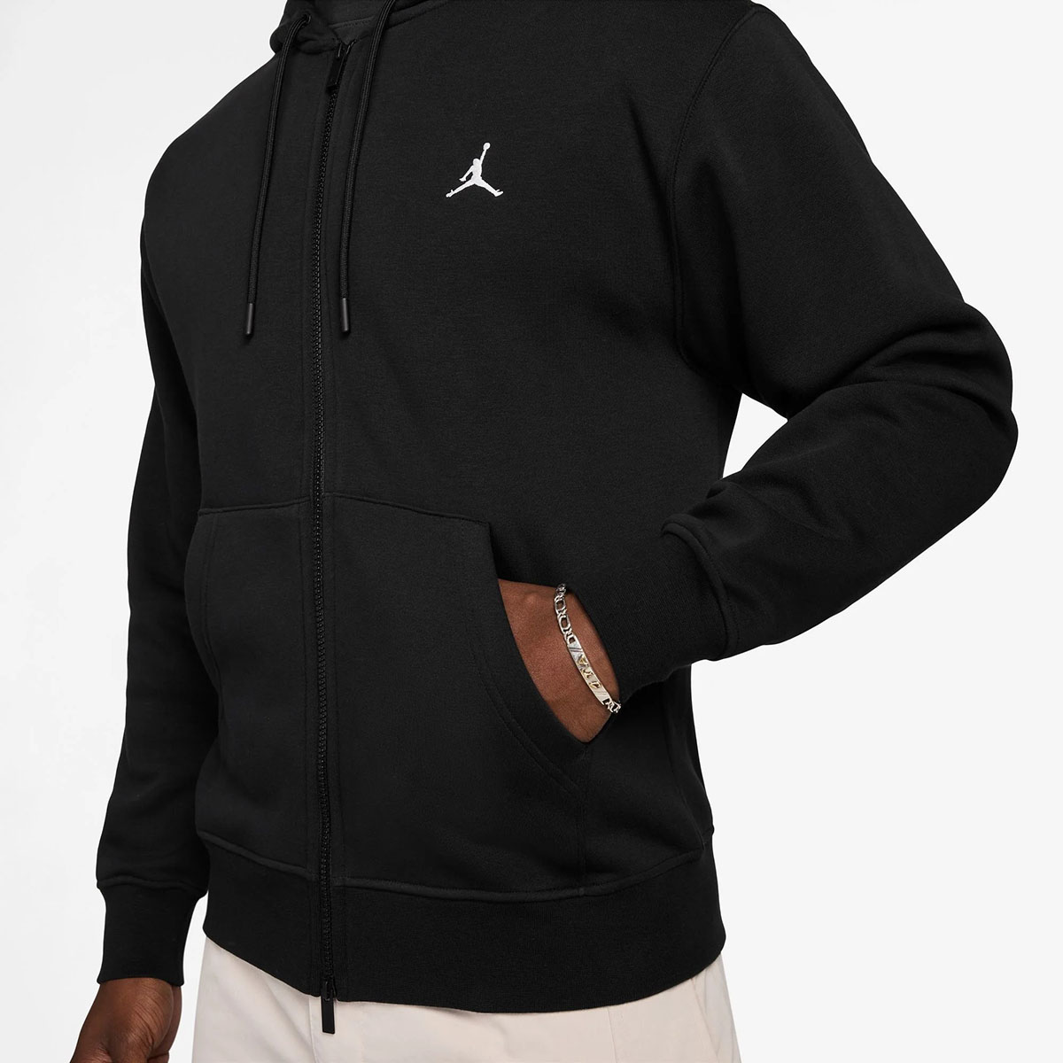 Jordan Brooklyn Fleece Full Zip Hoodie Black White 2