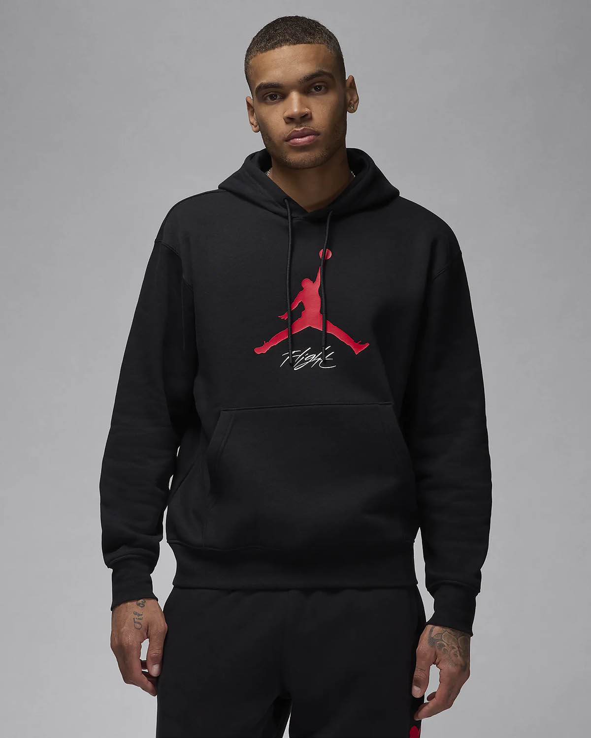 Jordan Essential Fleece Baseline Hoodie Black Gym Red 1