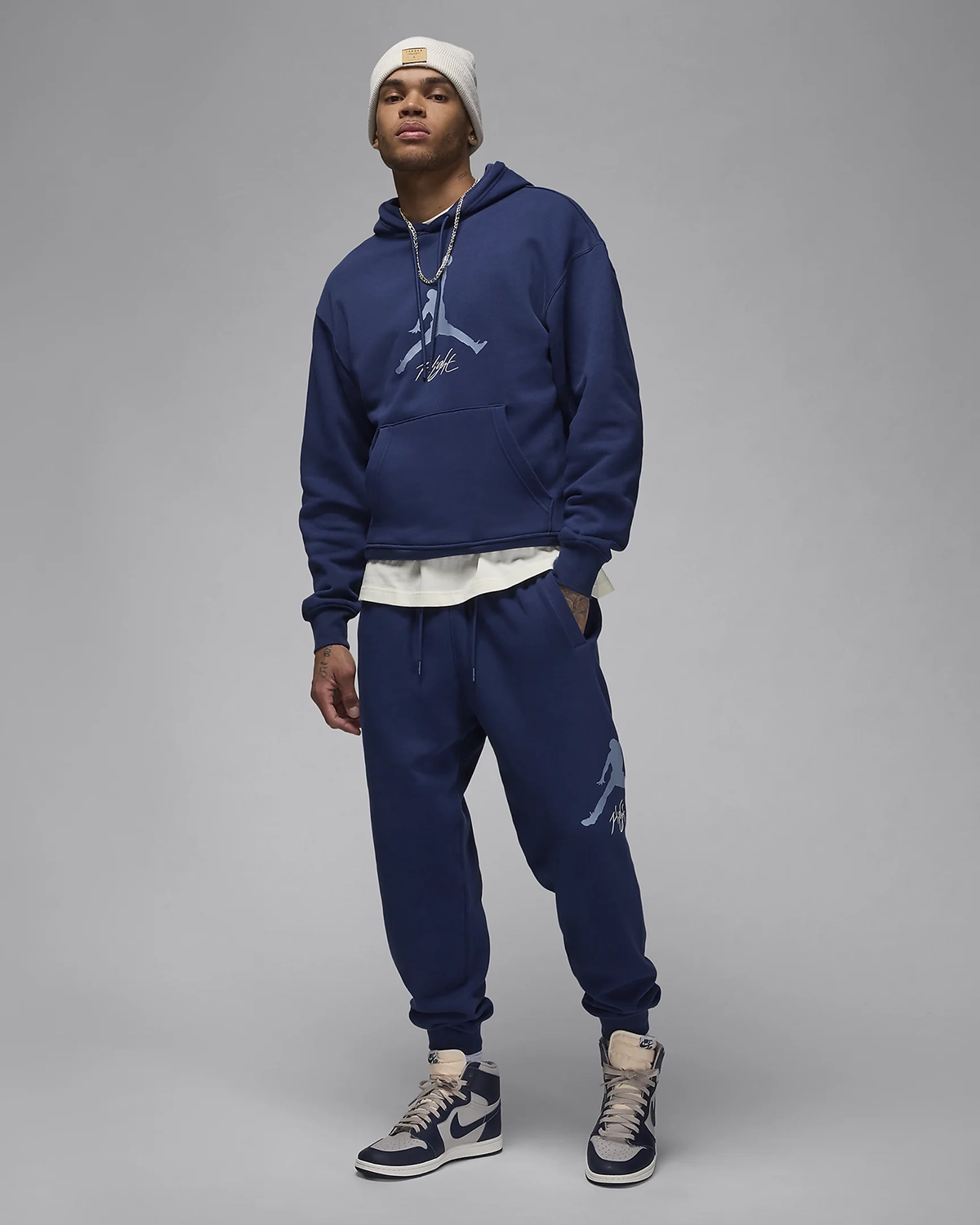 Jordan Essentials Baseline Fleece Hoodie Pants Midnight Navy