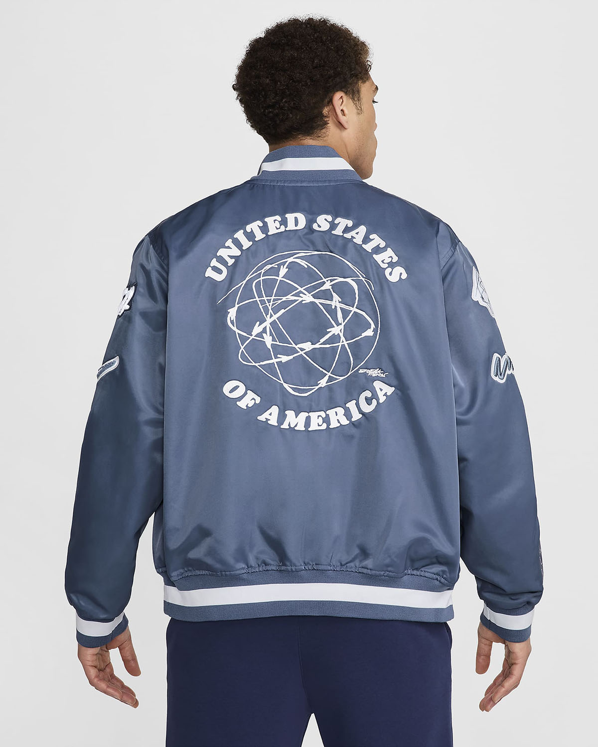 NIke USA Breaking Dugout Satin Jacket Diffused Blue 2