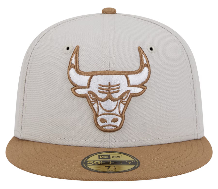 New Era Chicago Bulls 2 Tone Cream Tan Fitted Hat 2