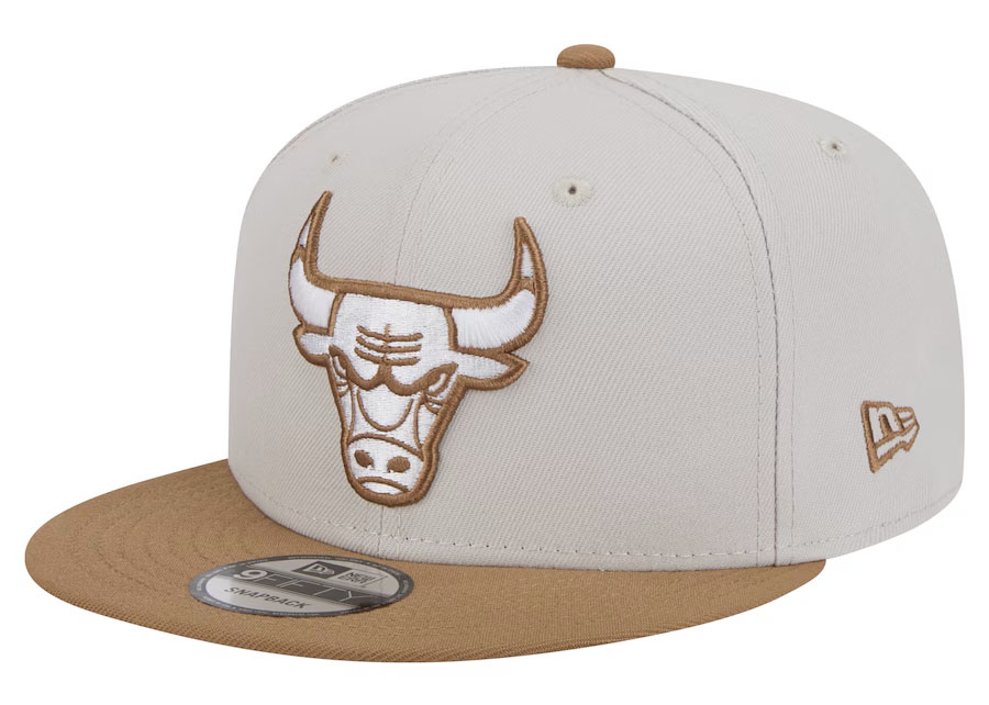 New Era Chicago Bulls 2 Tone Cream Tan Snapback Hat 1