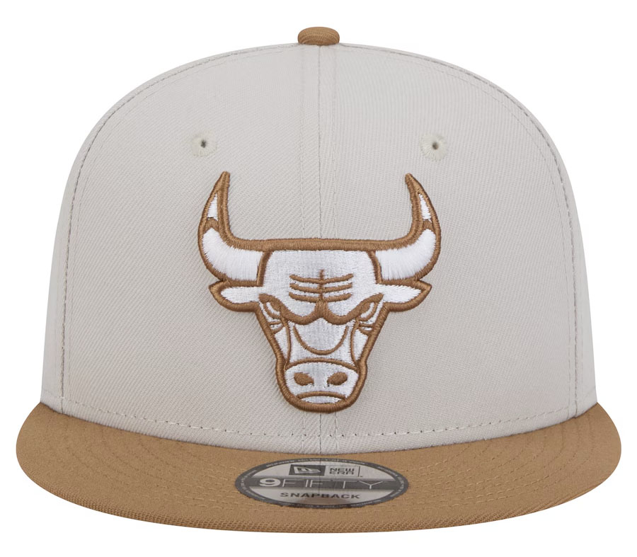 New Era Chicago Bulls 2 Tone Cream Tan Snapback Hat 2