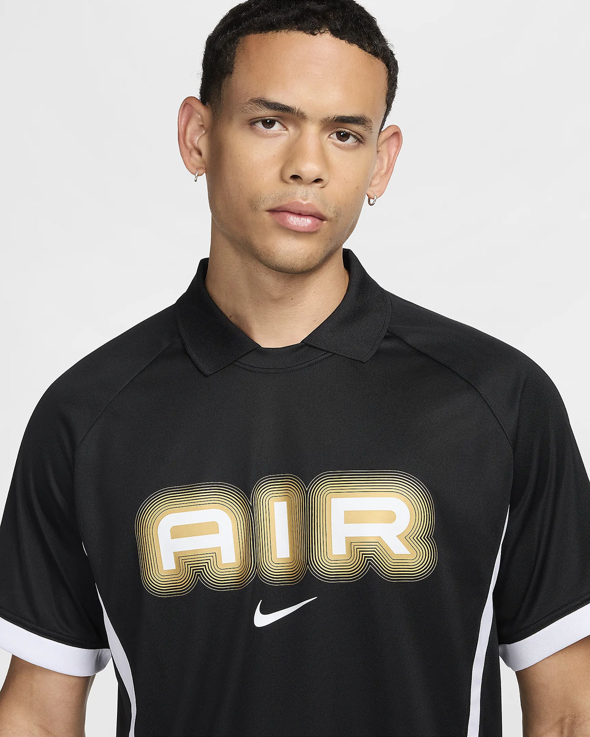 Nike Air Short Sleeve Jersey Black White Metallic Gold 2