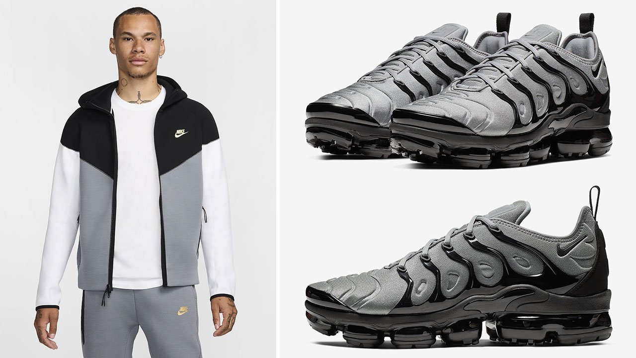 Nike Air VaporMax Plus Cool Grey Black Tech Fleece Hoodie Outfit