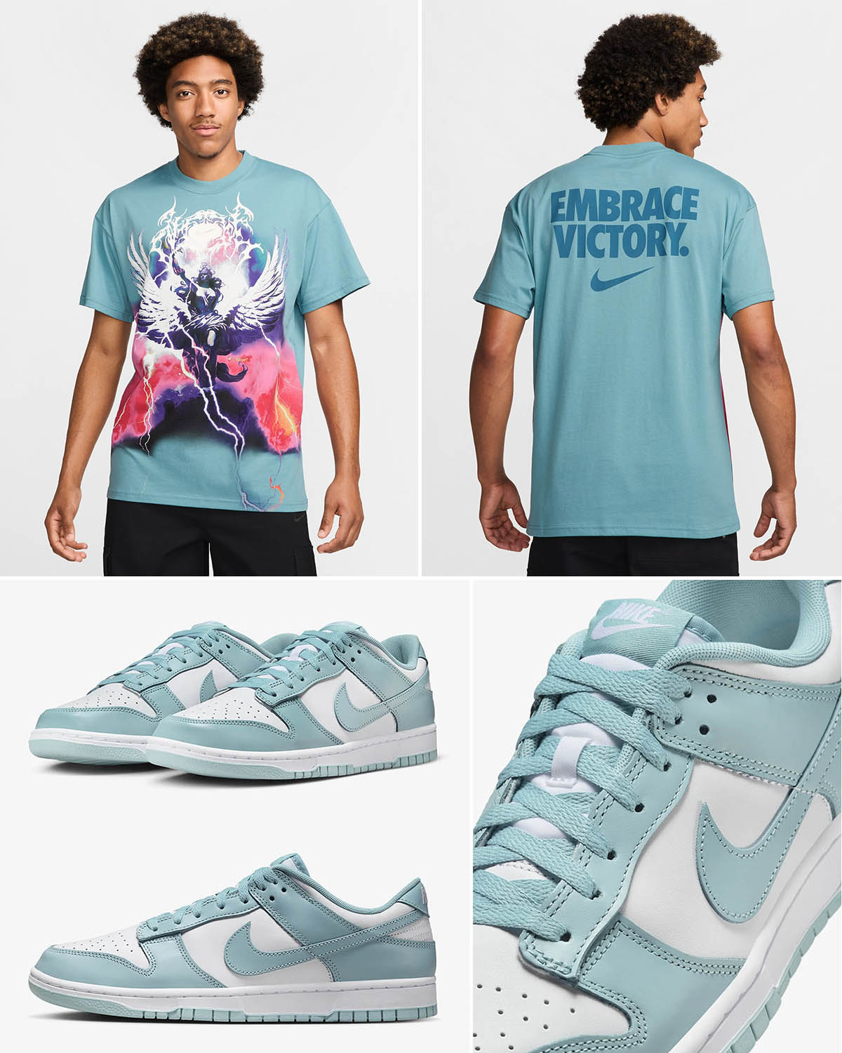 Nike Dunk Low Denim Turquoise Shirt Outfit