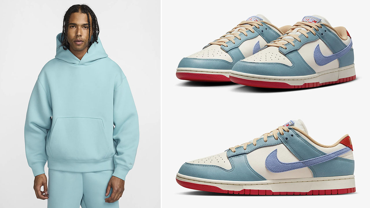 Nike Dunk Low Pale Ivory Denim Turquoise Hoodie Outfit