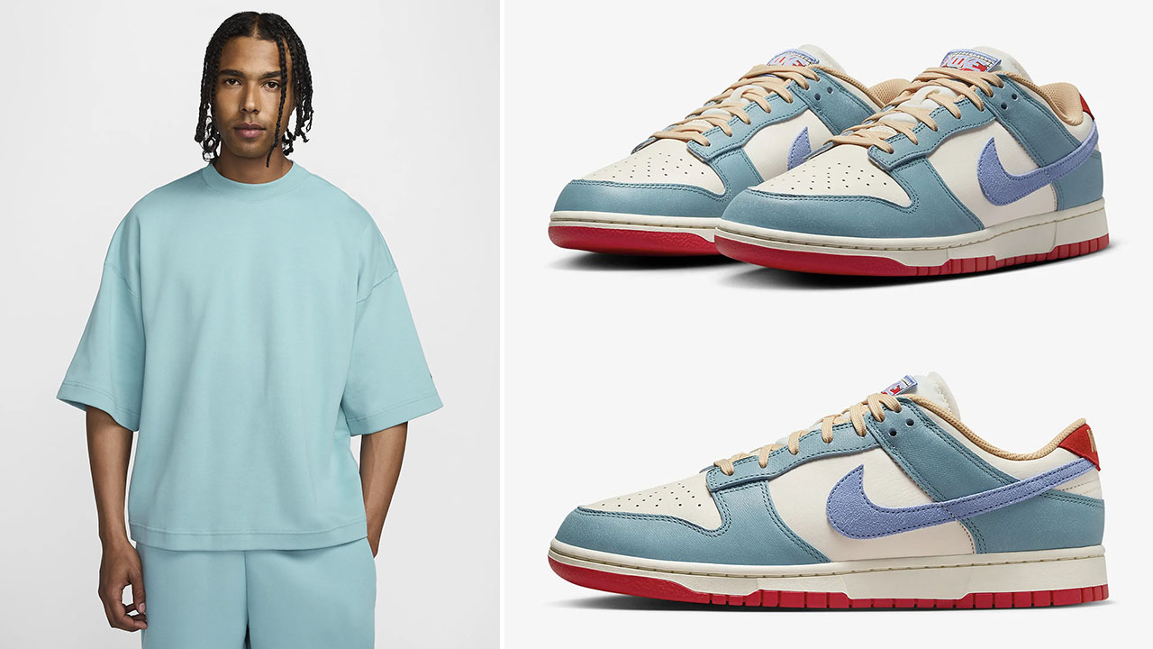 Nike Dunk Low Pale Ivory Denim Turquoise Shirt Outfit