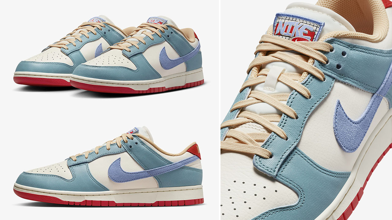 Nike Dunk Low Premium Pale Ivory Denim Turquoise Sneakers