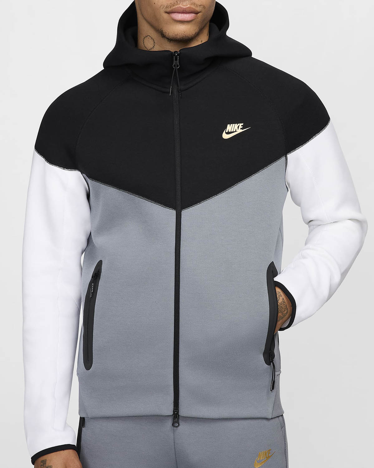 Nike-Tech-Fleece-Full-Zip-Hoodie-Black-Cool-Grey-White-Metallic-Gold-3