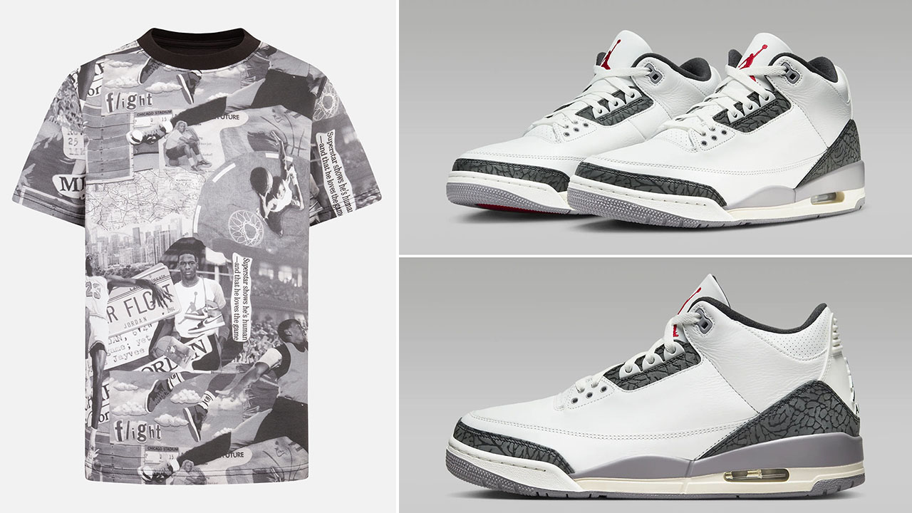 Shirt to Match Air Jordan 3 Cement Grey 2024 Shoes