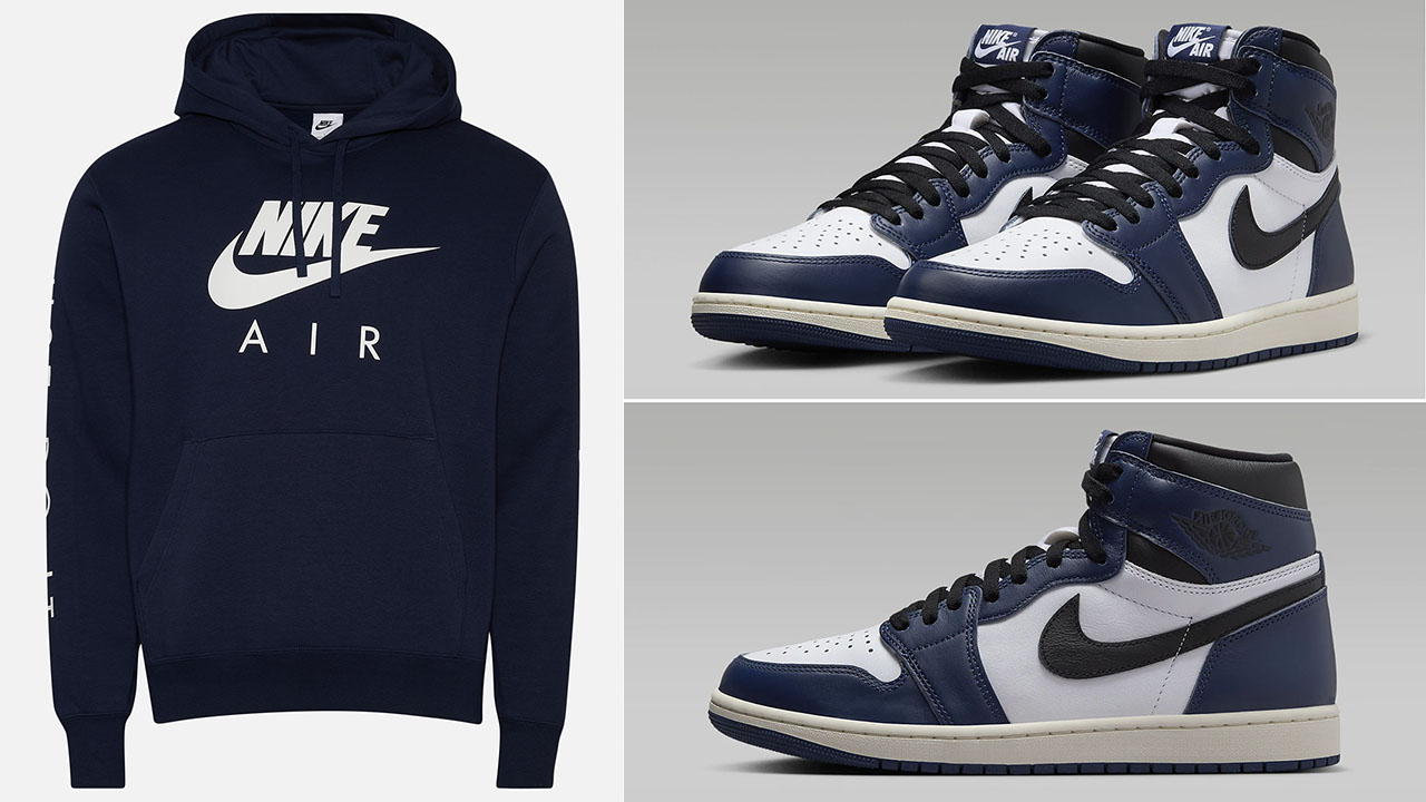 Air Jordan 1 High OG Midnight Navy 2024 Nike Hoodie to Match Sneakers