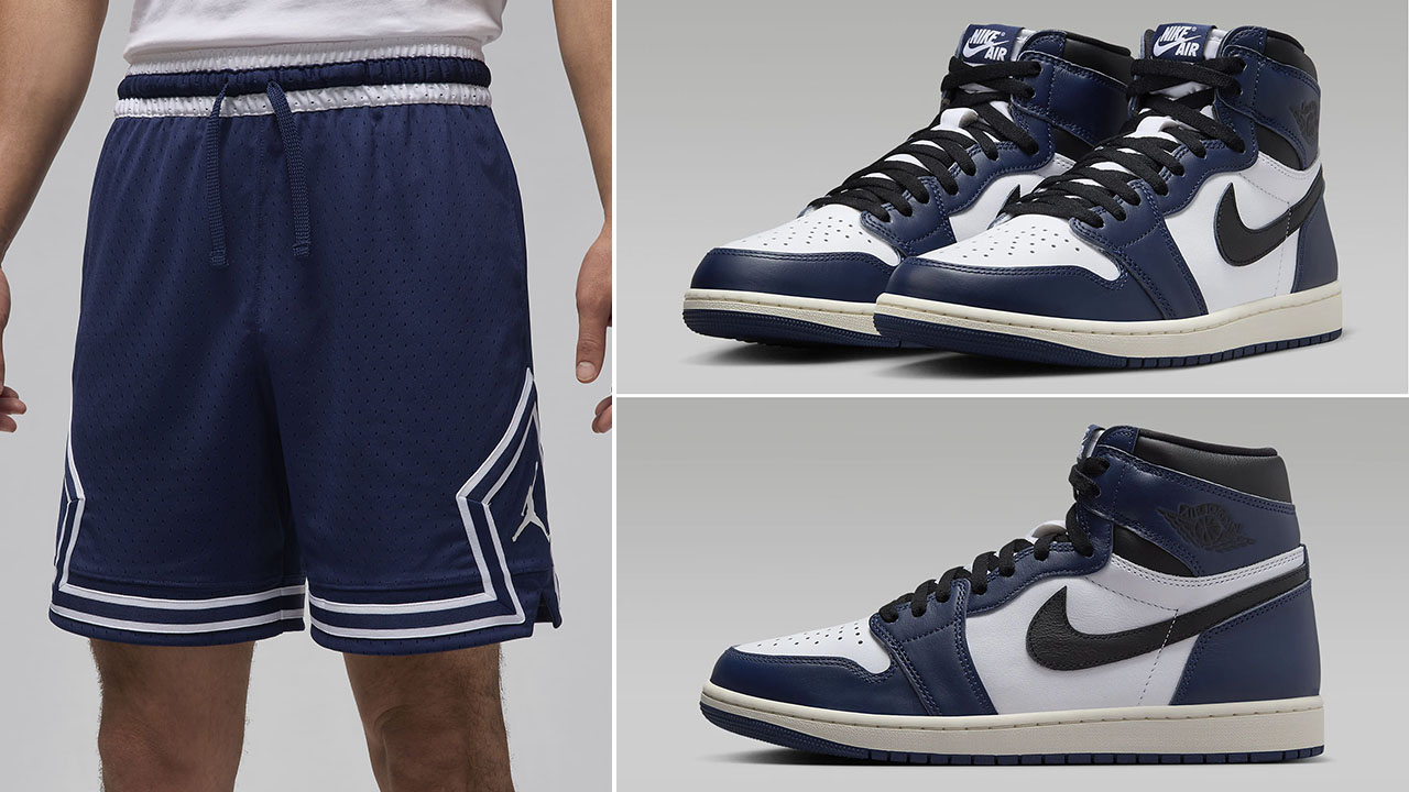 Air Jordan 1 High OG Midnight Navy Diamond Shorts to Match Sneakers