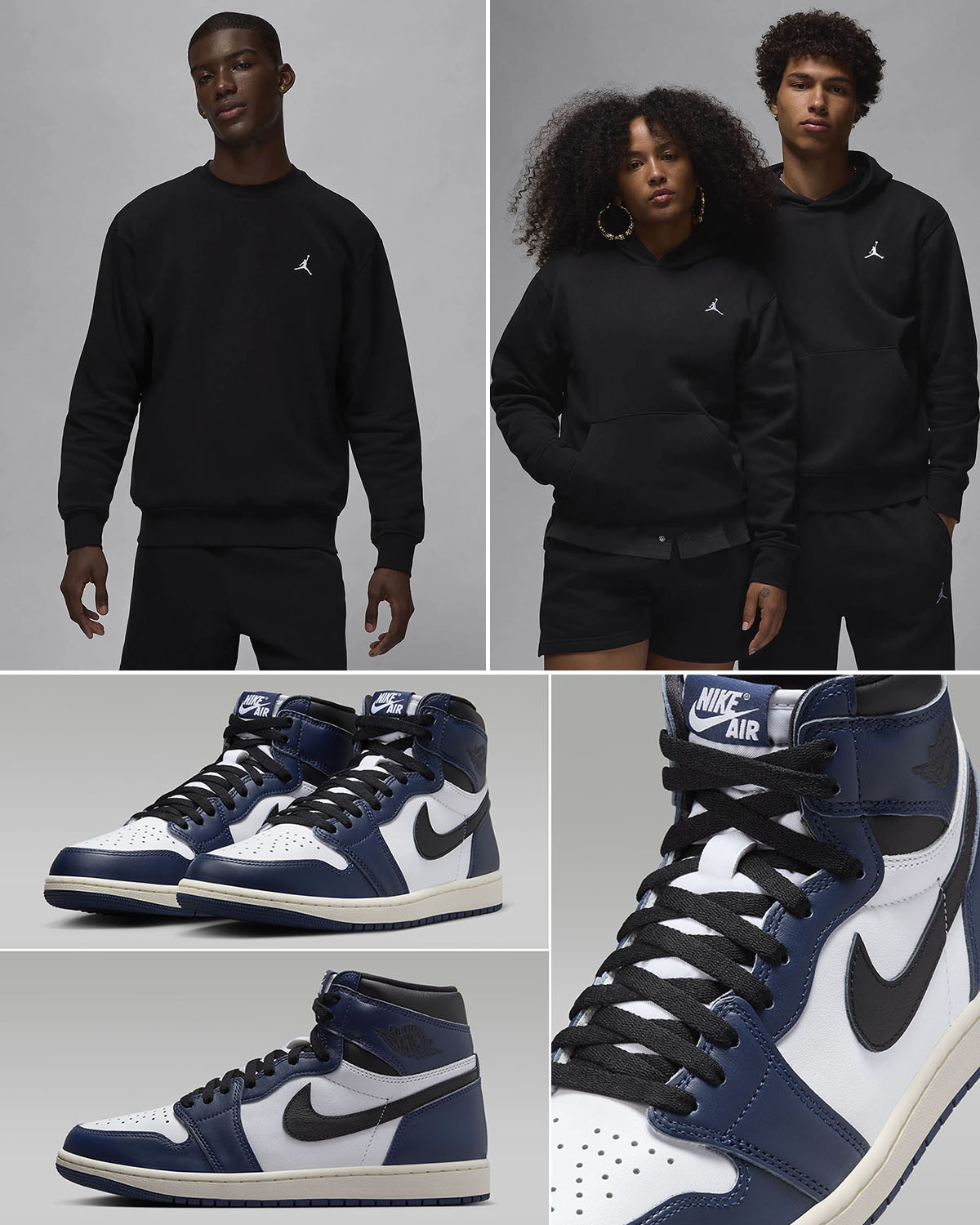 Air Jordan 1 High OG Midnight Navy Fleece Clothing to Match Sneakers