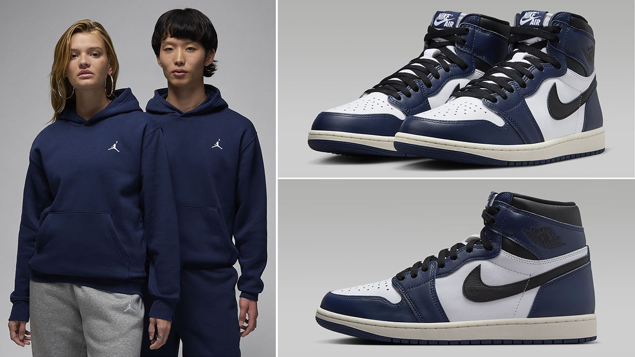 Air Jordan 1 High OG Midnight Navy Fleece Hoodie to Match Sneakers