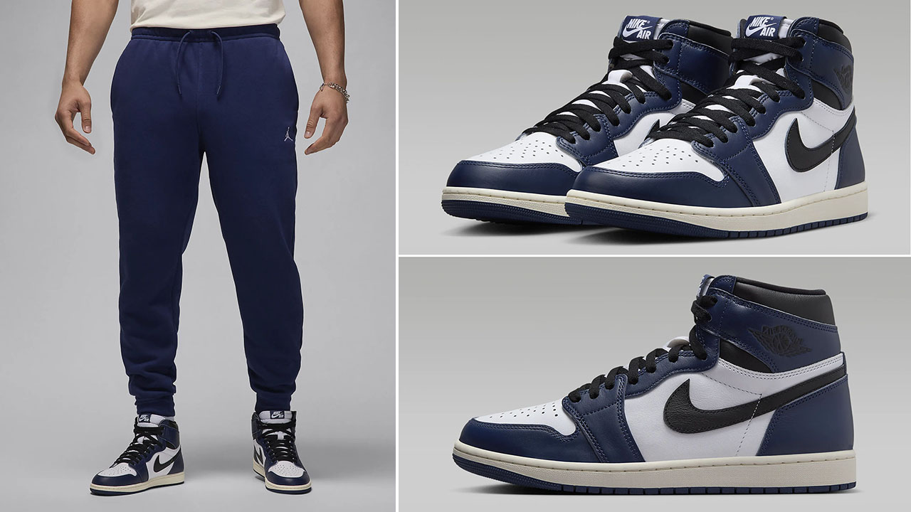 Air Jordan 1 High OG Midnight Navy Fleece Pants to Match Sneakers