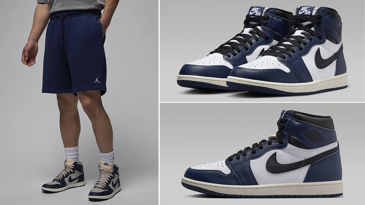 Air Jordan 1 High OG Midnight Navy Fleece Shorts to Match Sneakers