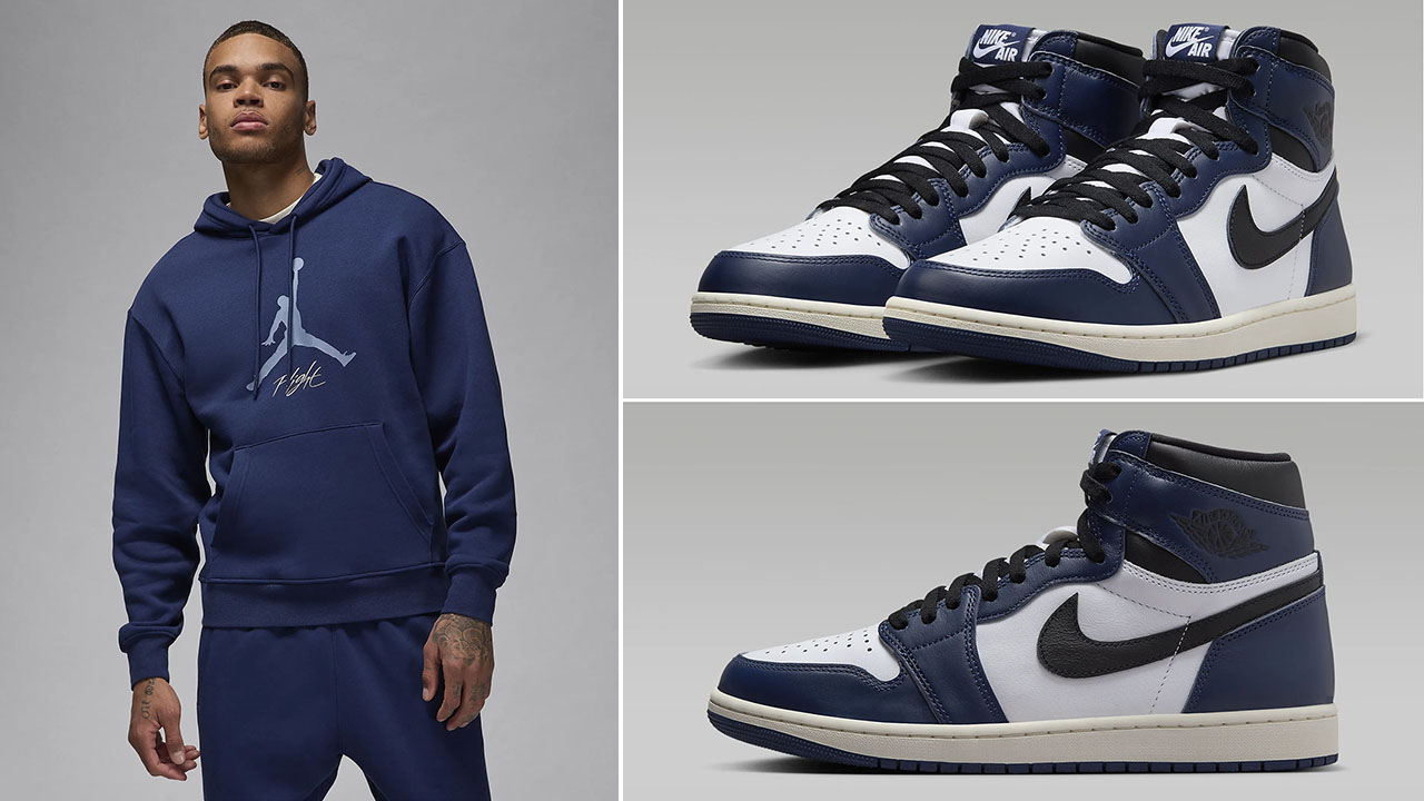 Air Jordan 1 High OG Midnight Navy Hoodie to Match Sneakers