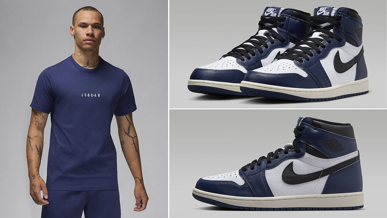 Air Jordan 1 High OG Midnight Navy T Shirt to Match Sneakers