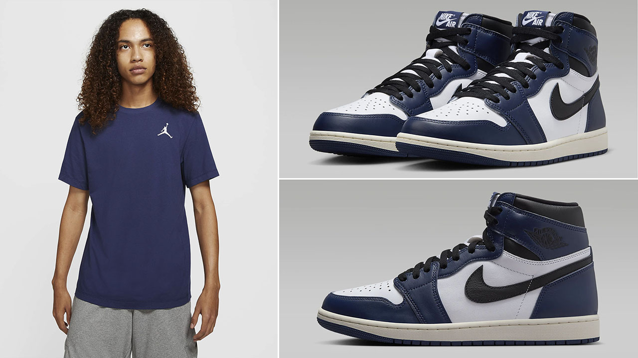 Air Jordan 1 High OG Midnight Navy T Shirt to Match Sneakers