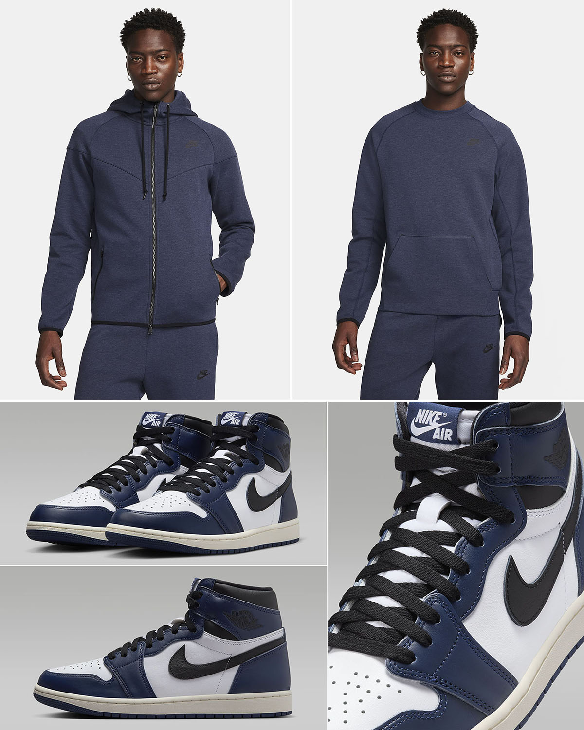 Air Jordan 1 High OG Midnight Navy Tech Fleece Clothing to Match Sneakers