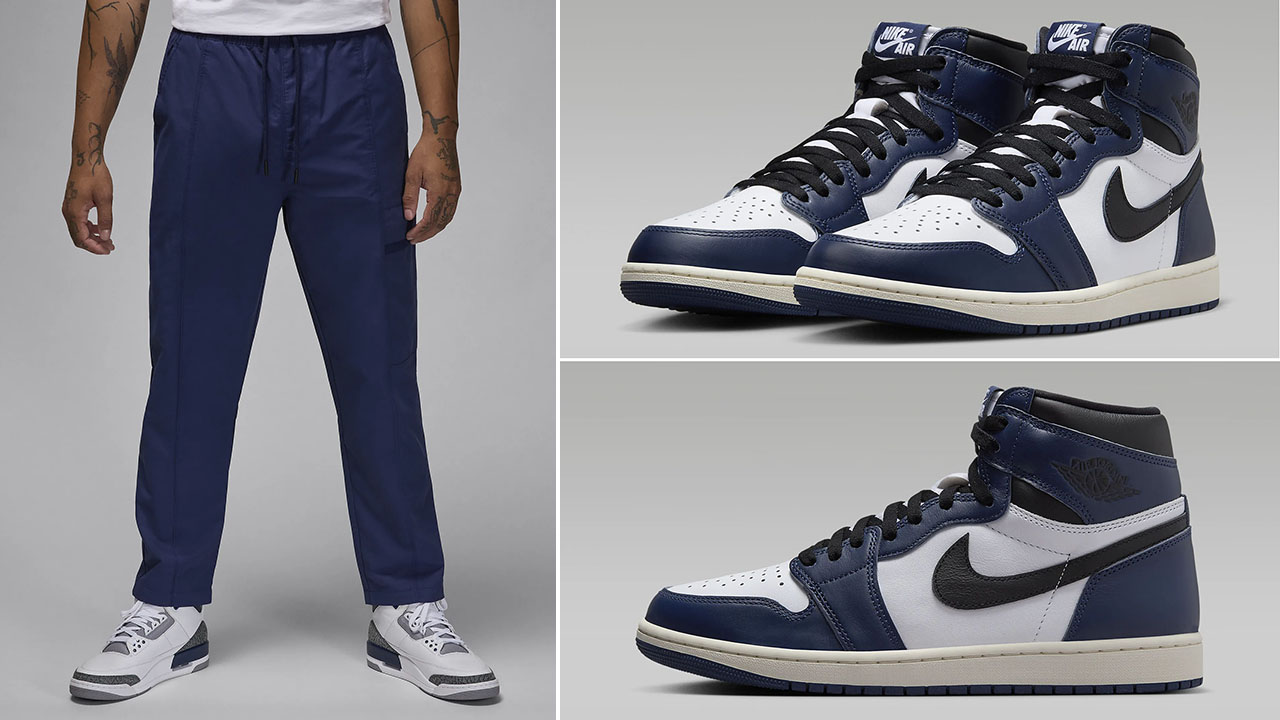 Air Jordan 1 High OG Midnight Navy Woven Pants to Match Sneakers