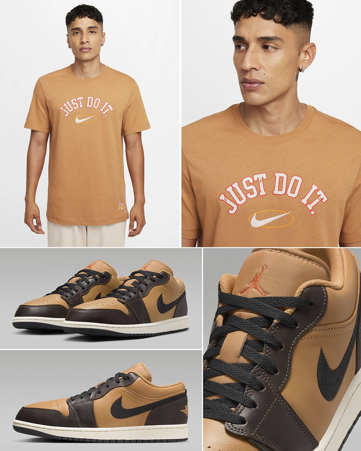 Air Jordan 1 Low Flax Baroque Brown Shirt to Match Sneakers