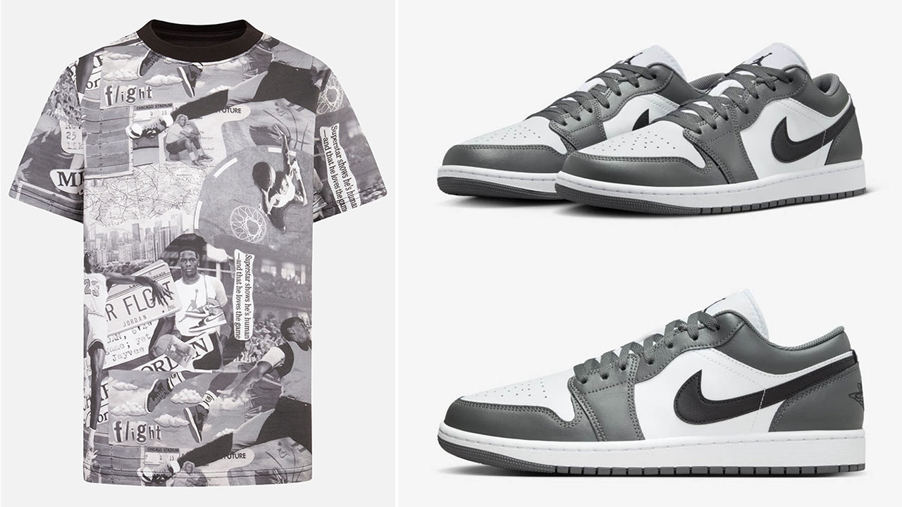 Air Jordan 1 Low Iron Grey Shirt to Match Sneakers