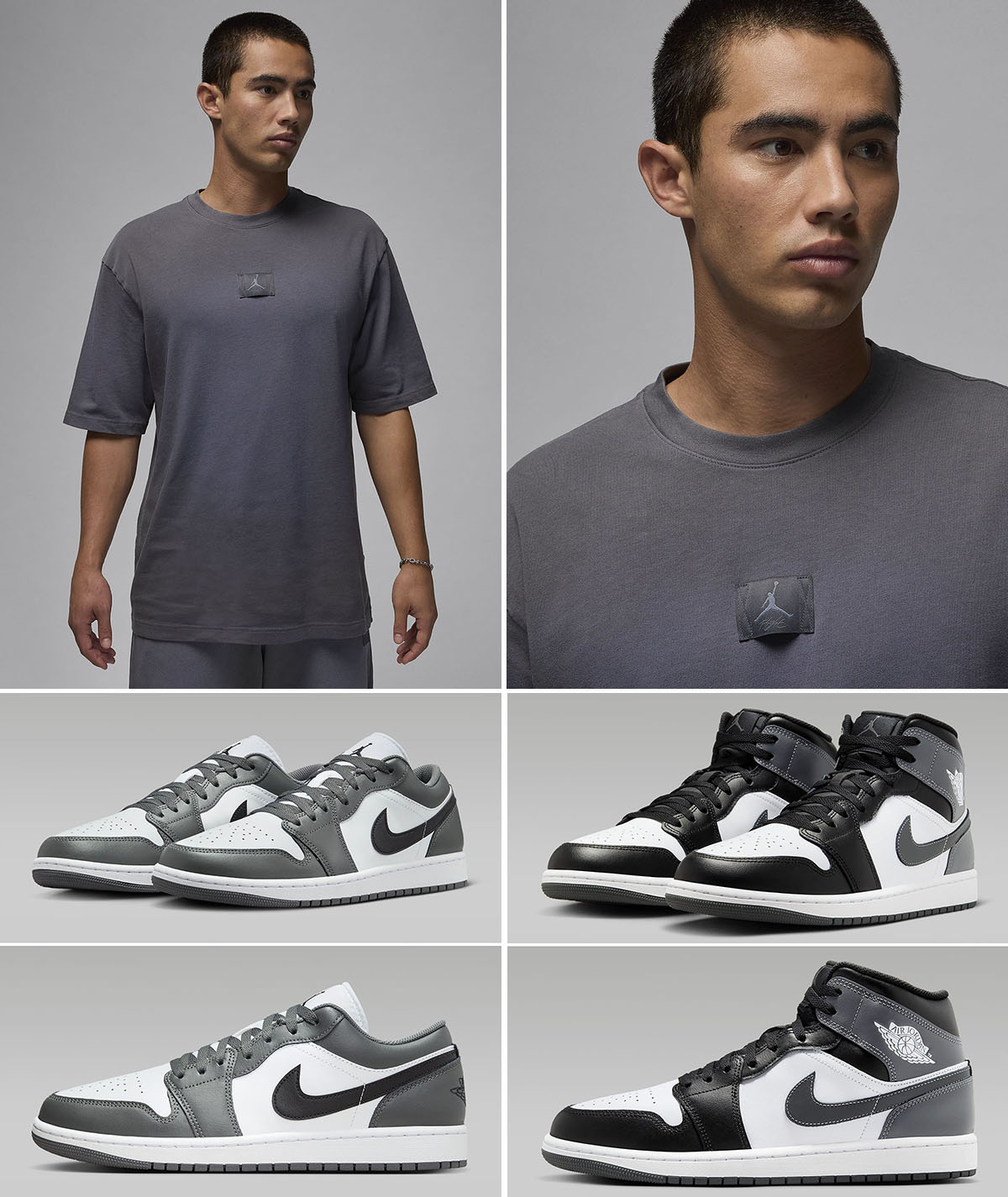 Air Jordan 1 Low Mid Iron Grey Shirt to Match Sneakers