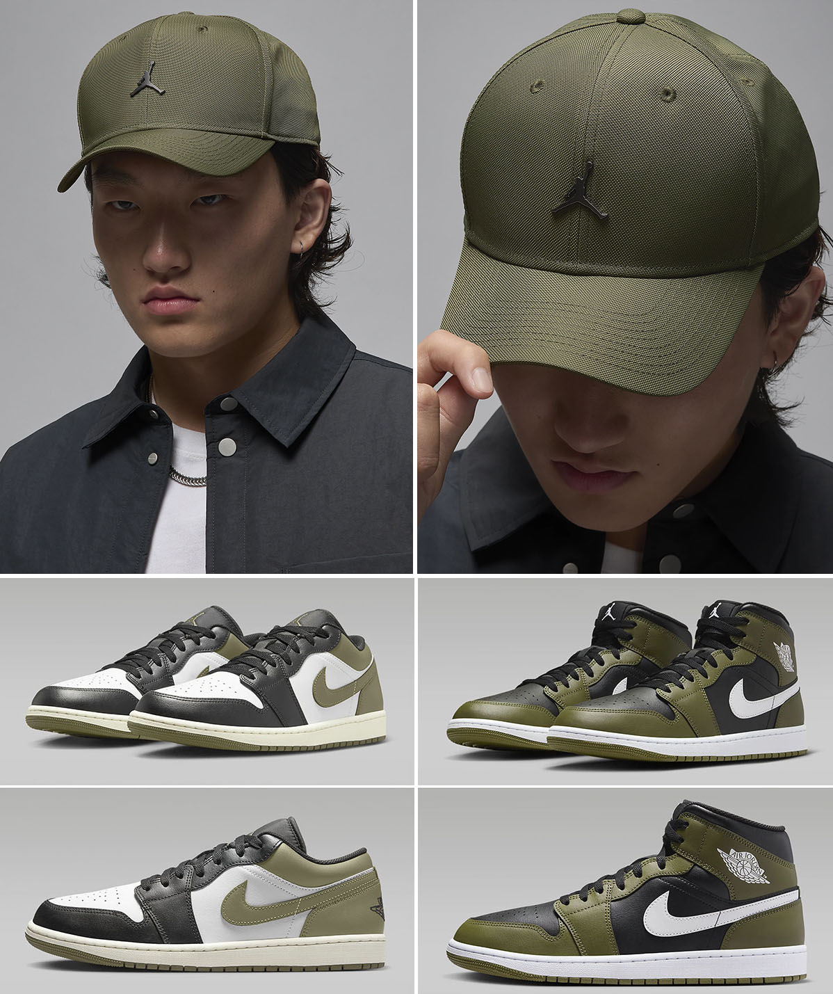 Air Jordan 1 Low Mid Medium Olive Hat to Match