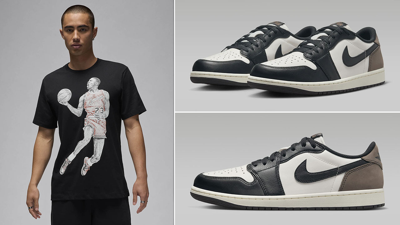 Air Jordan 1 Low OG Mocha Graphic Tee to Match Sneakers