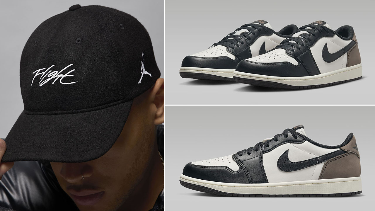 Air Jordan 1 Low OG Mocha Hat to Match Sneakers