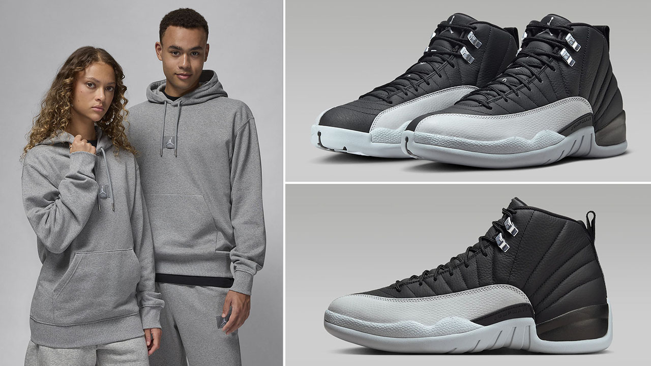 Air Jordan 12 Barons Wolf Grey Hoodie to Match Sneakers