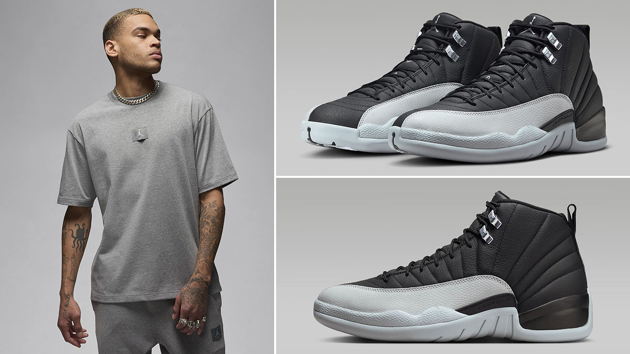 Air Jordan 12 Barons Wolf Grey Shirt to Match Sneakers