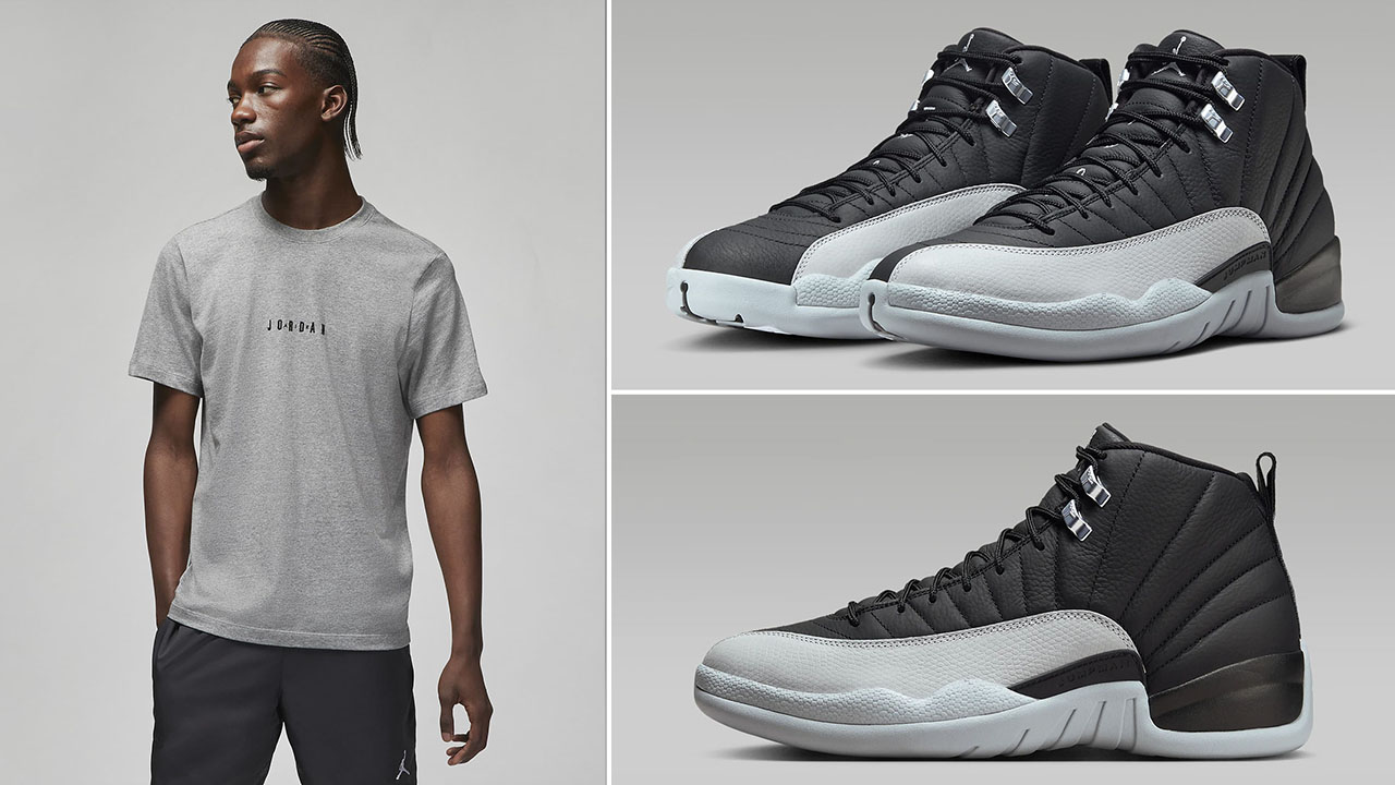 Air Jordan 12 Barons Wolf Grey T Shirt to Match Sneakers