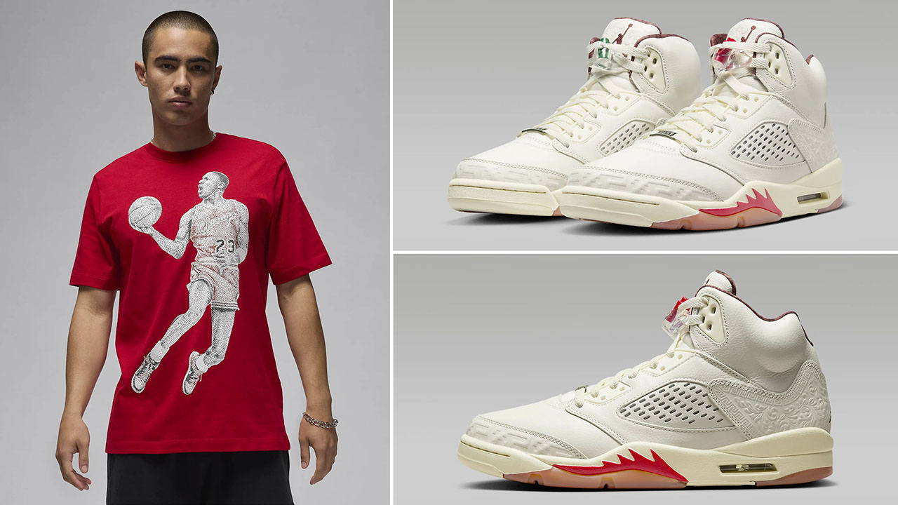 Air Jordan 5 El Grito Graphic T Shirt to Match Sneakers