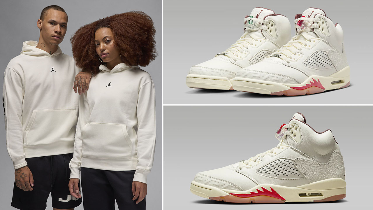 Air Jordan 5 El Grito Sail Hoodie to Match Sneakers