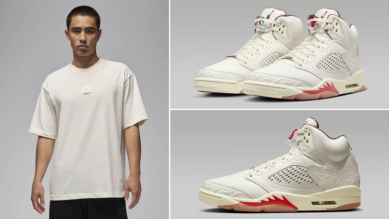 Air Jordan 5 El Grito Sail Shirt to Match Sneakers