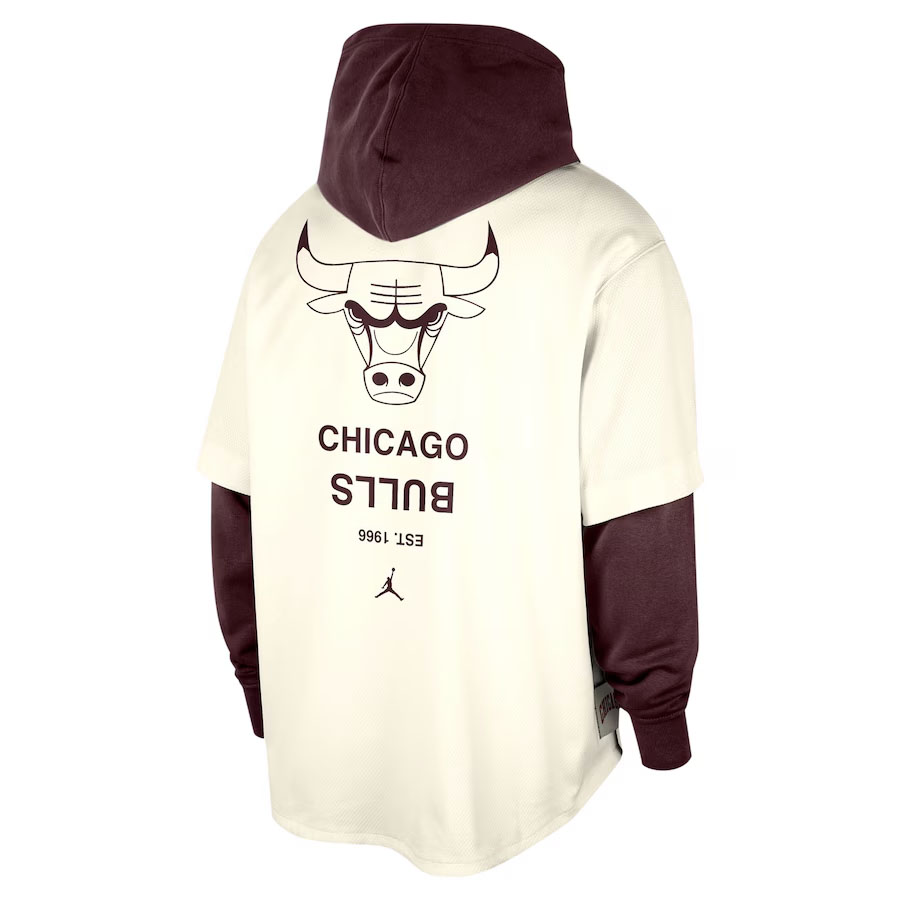 Chicago Bulls Jordan Brand Courtside MVP Jersey Hoodie Cream Burgundy 2