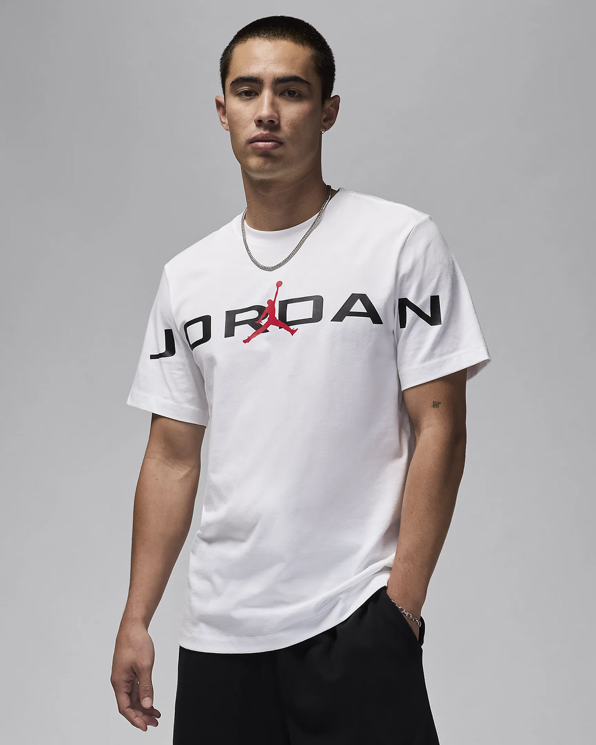 Jordan Air Stretch T Shirt White Black Gym Red 1