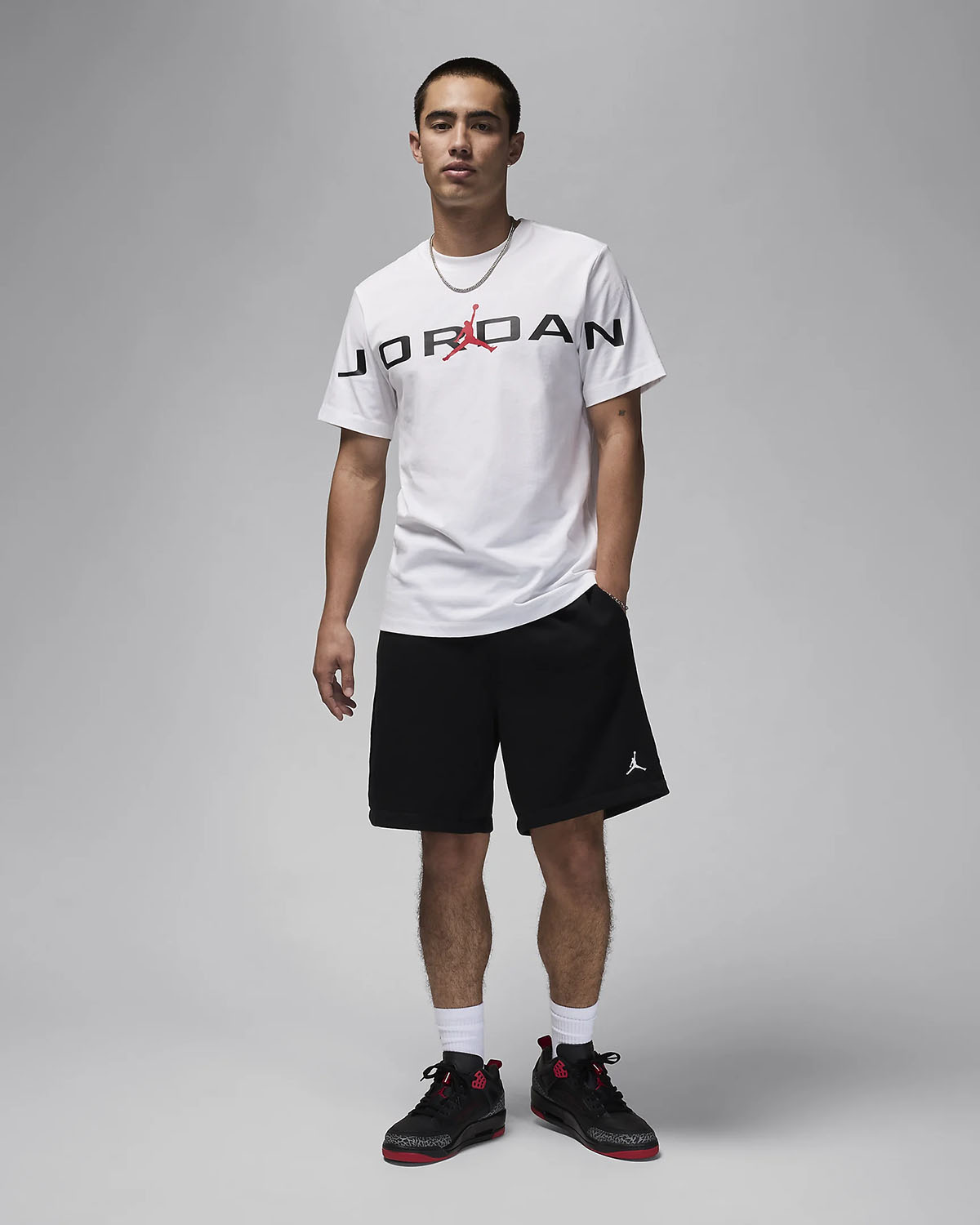 Jordan Air Stretch T Shirt White Black Gym Red Sneaker Outfit