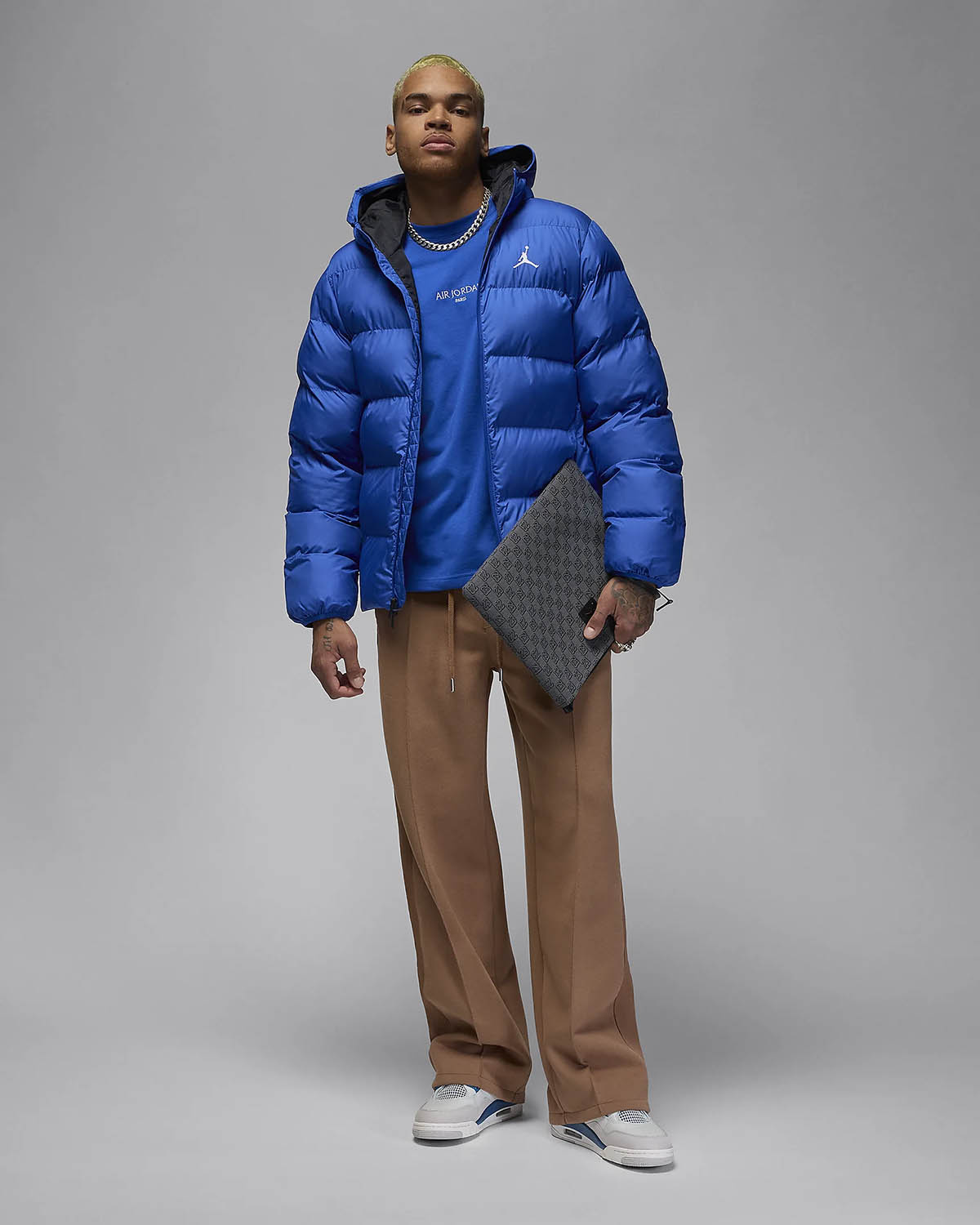 Jordan Brooklyn Puffer Jacket Game Royal Sneaker Outfit