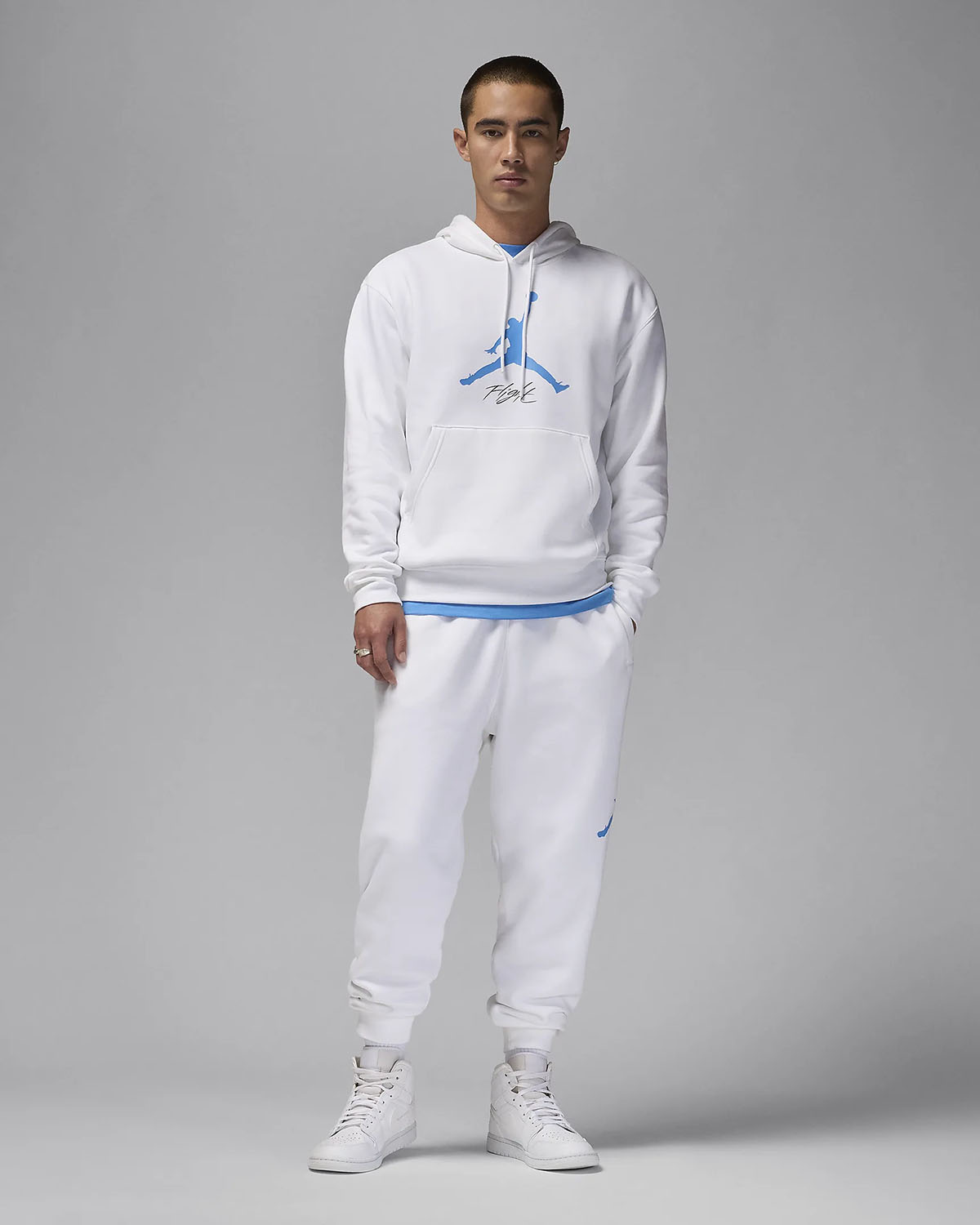 Jordan Essential Fleece Baseline Hoodie and Pants White Legend Blue