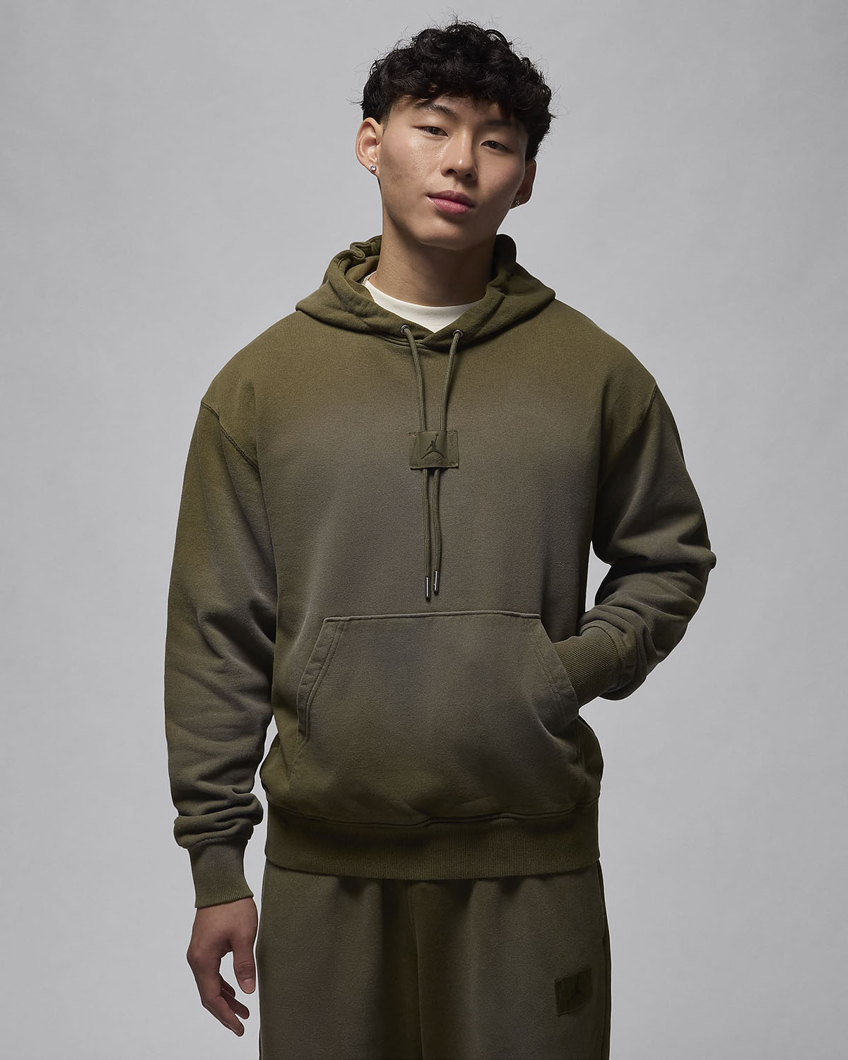 Jordan Flight Fleece Pullover Hoodie Medium Olive 1