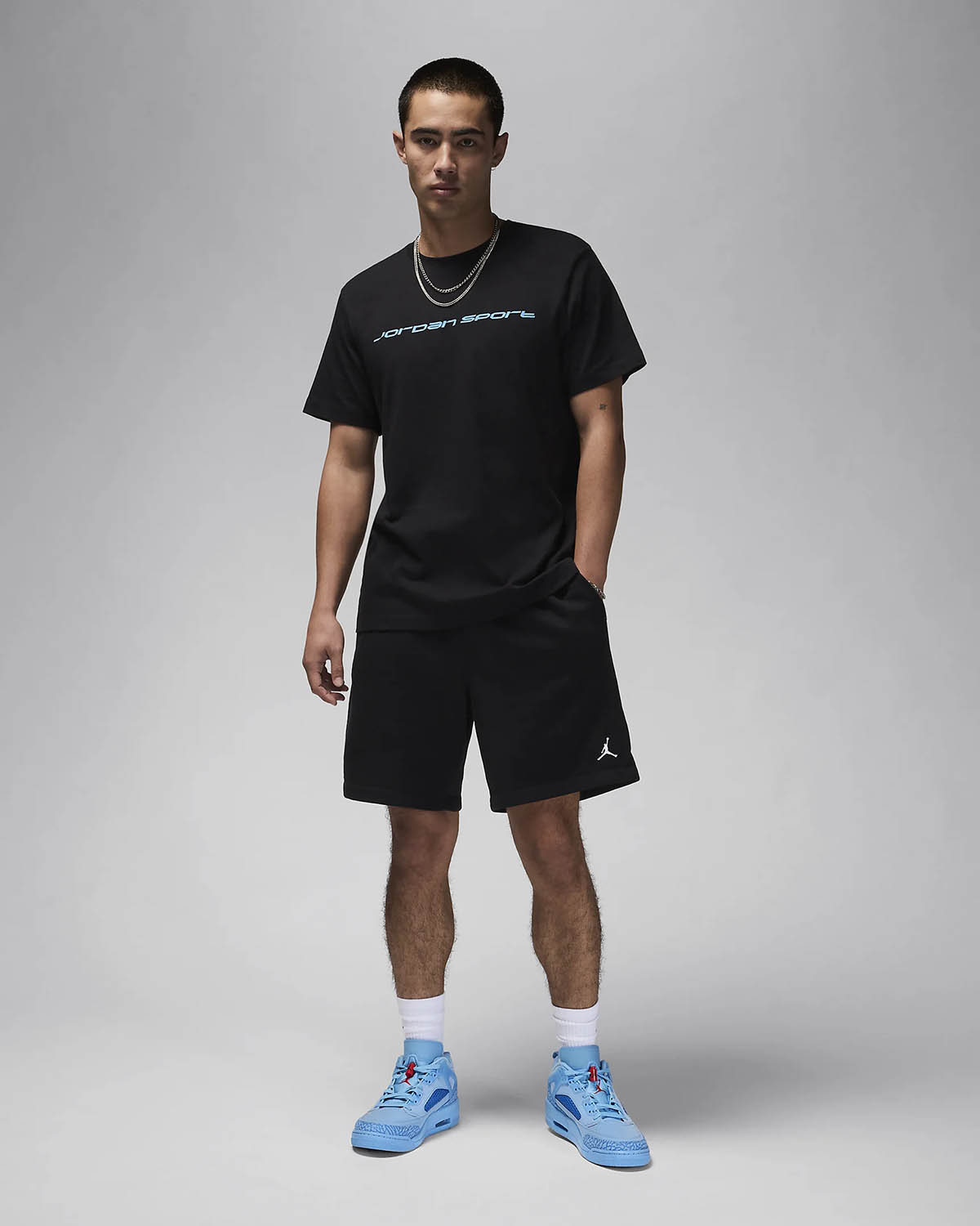 Jordan Sport Dri Fit T Shirt Black Legend Blue Sneaker Outfit