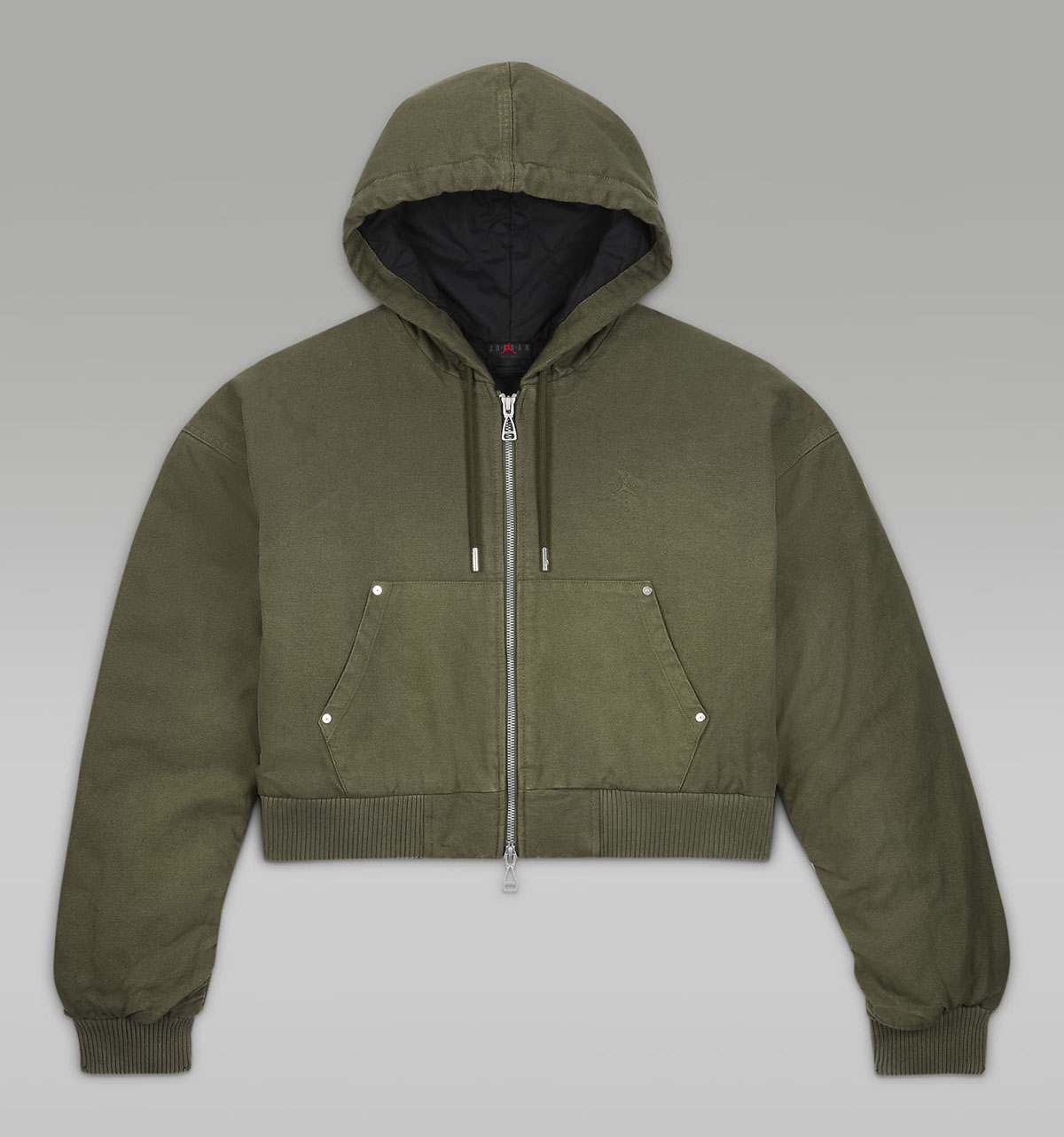 Jordan Travis Scott Womens Hooded Canvas Jacket Olive Cargo Khaki