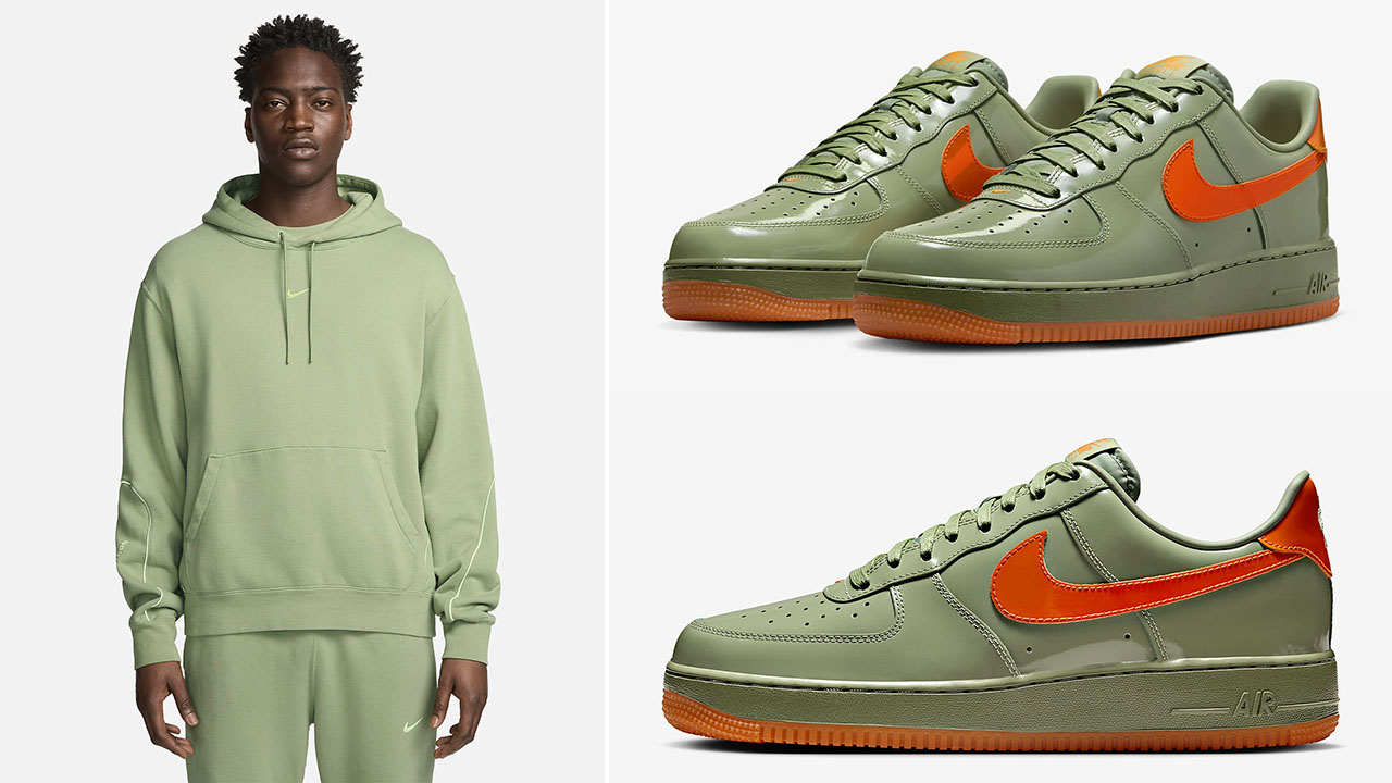 NIke Air Force 1 Low Oil Green Safety Orange Outfits to Match Sneakers