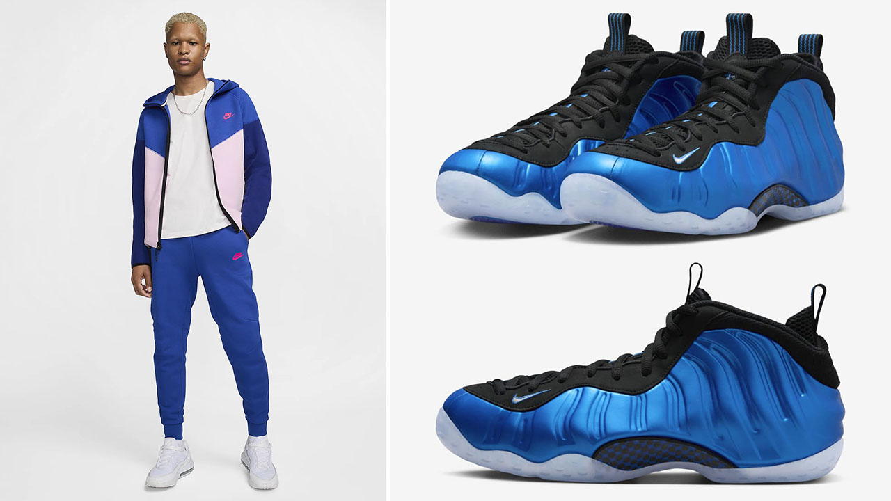 Nike Air Foamposite One Royal 2024 Tech Fleece Hoodie and Pants Outfit to Match Sneakers