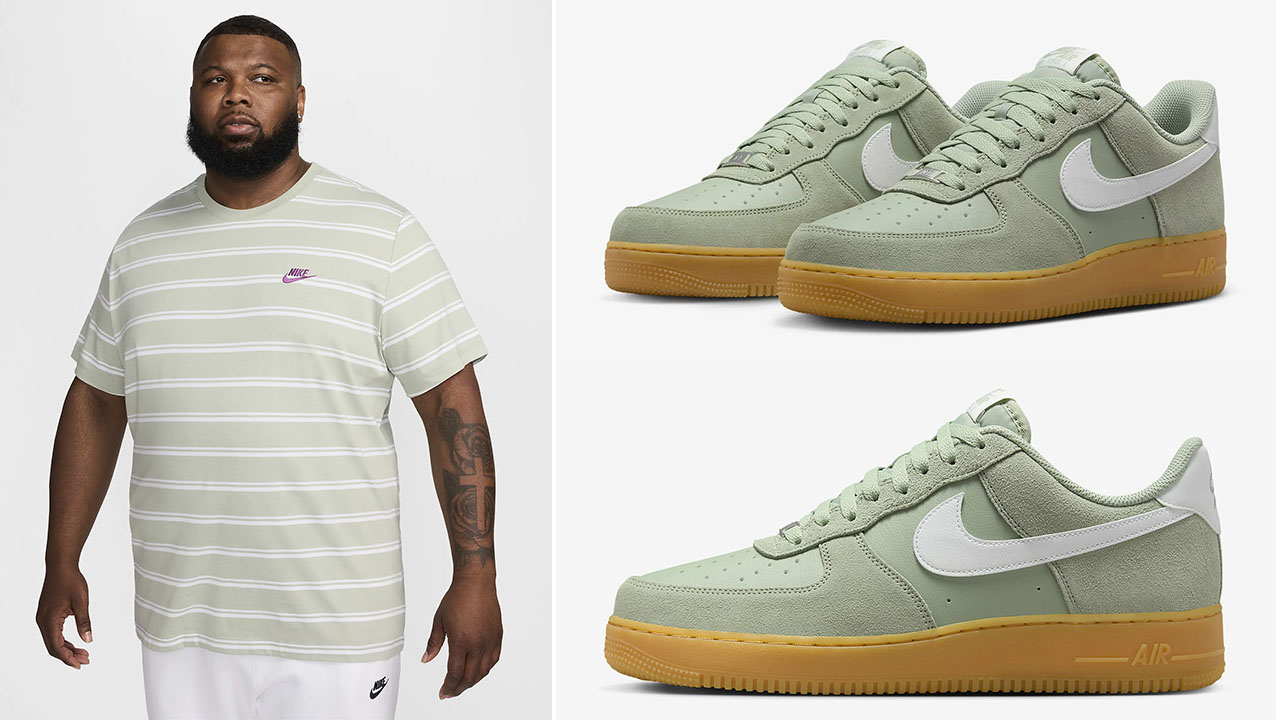 Nike Air Force 1 Low Jade Horizon Gum Light Brown Summit White Matching Shirt Outfit