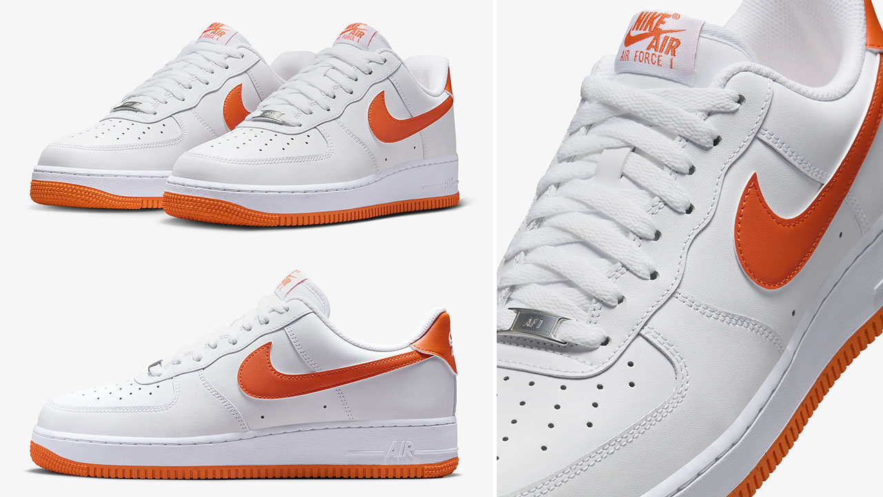 Nike Air Force 1 Low White Safety Orange Sneakers